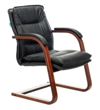 Кресло Бюрократ T-9927WALNUT-AV/BL на полозьях черный кожа